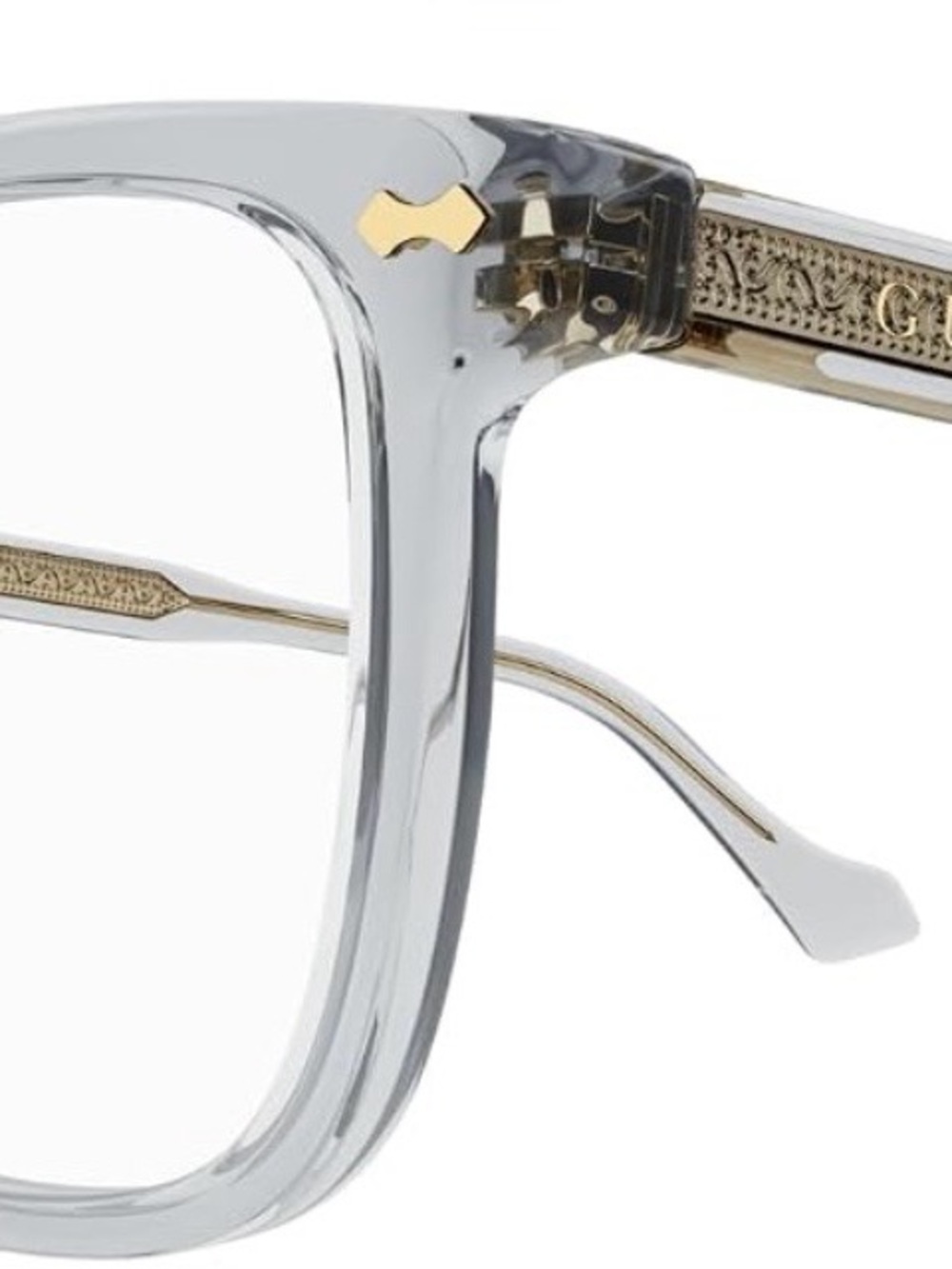 Authentic Gucci Crystal Clear Frame with Gold Temple Detailing